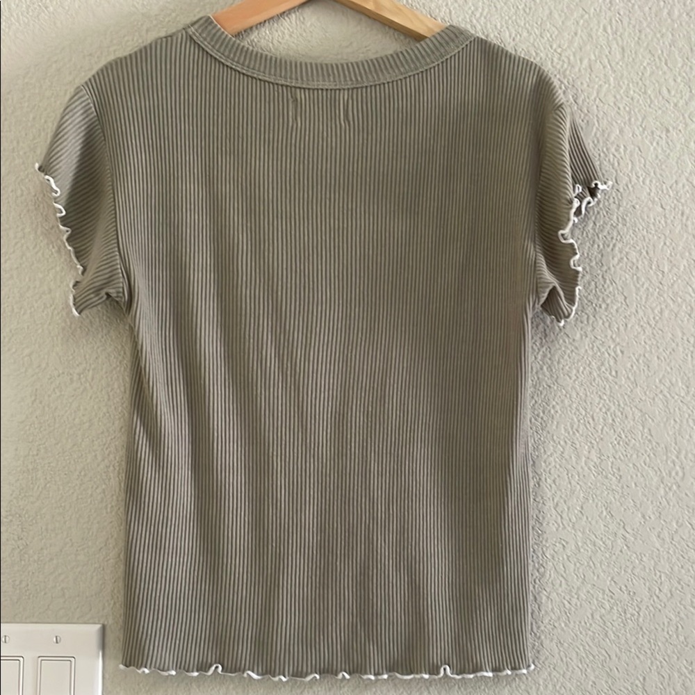 MATE the Label Green Ribbed Fitted Short Sleeve Tee - Picture 3 of 5